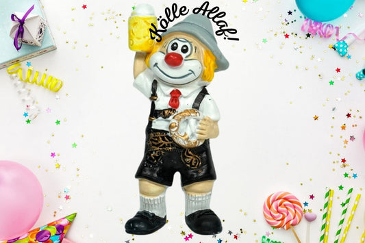 Schmitzens Karnevals Figur Clown Sepp, oans, zwoa, g`suffa 10 cm Sammlerstück Kölner Karneval