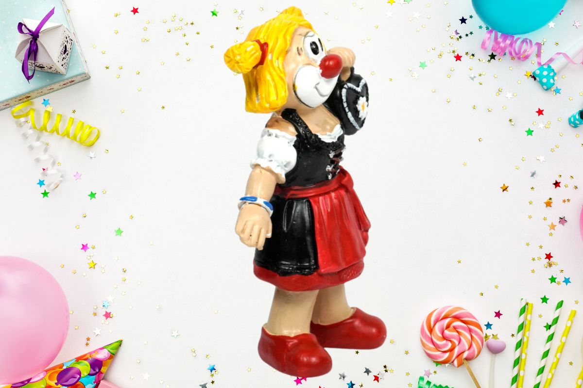 Oberle Schmitzens Clowns-Figur 'Lappen Clown Nelles' Mit Tamburin – Sammlerstück Für Karneval
