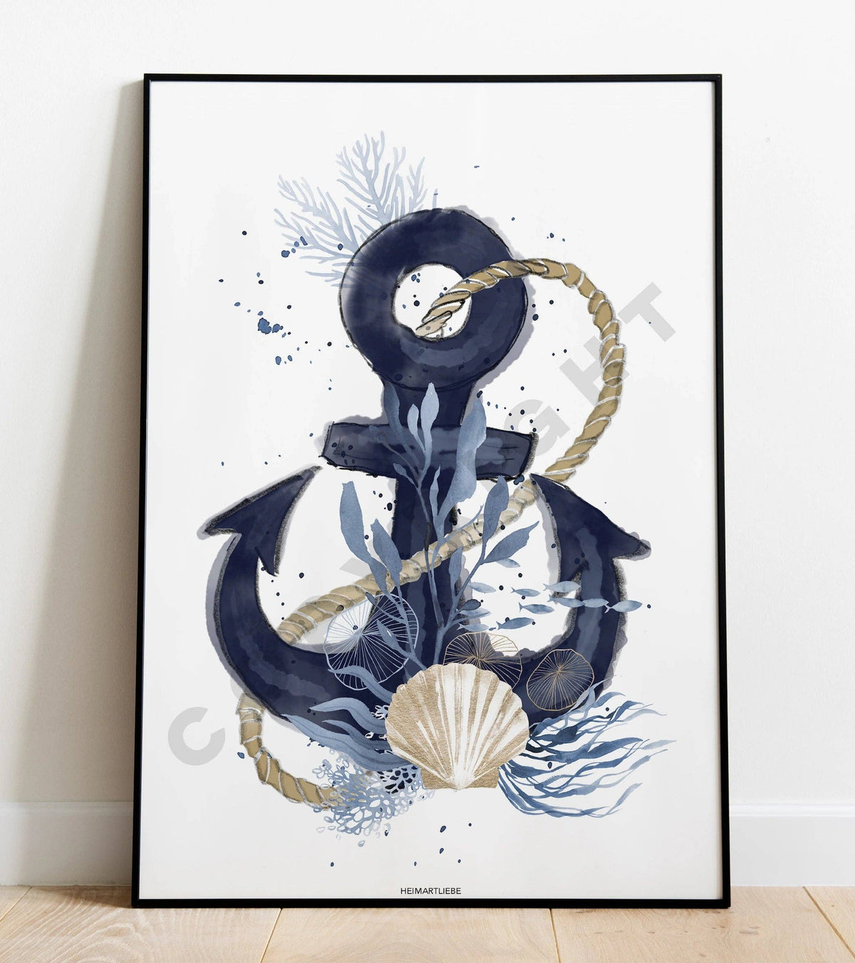 Kunstdruck Passepartout Ankerliebe Muschel 30x40cm Heimartliebe 