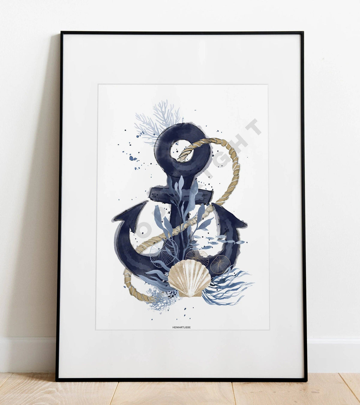 Kunstdruck Passepartout Ankerliebe Muschel 30x40cm Heimartliebe 2