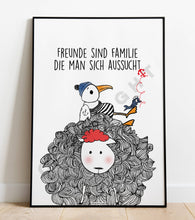 Load the picture into the gallery viewer, Kunstdruck Poster "Freunde sind wie Familie" A4 Heimartliebe

