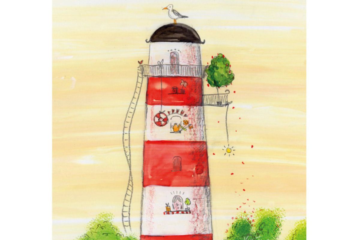 Kunstdruck auf Leinwand "Leuchtturm" Karin Tauer 20x20cm 