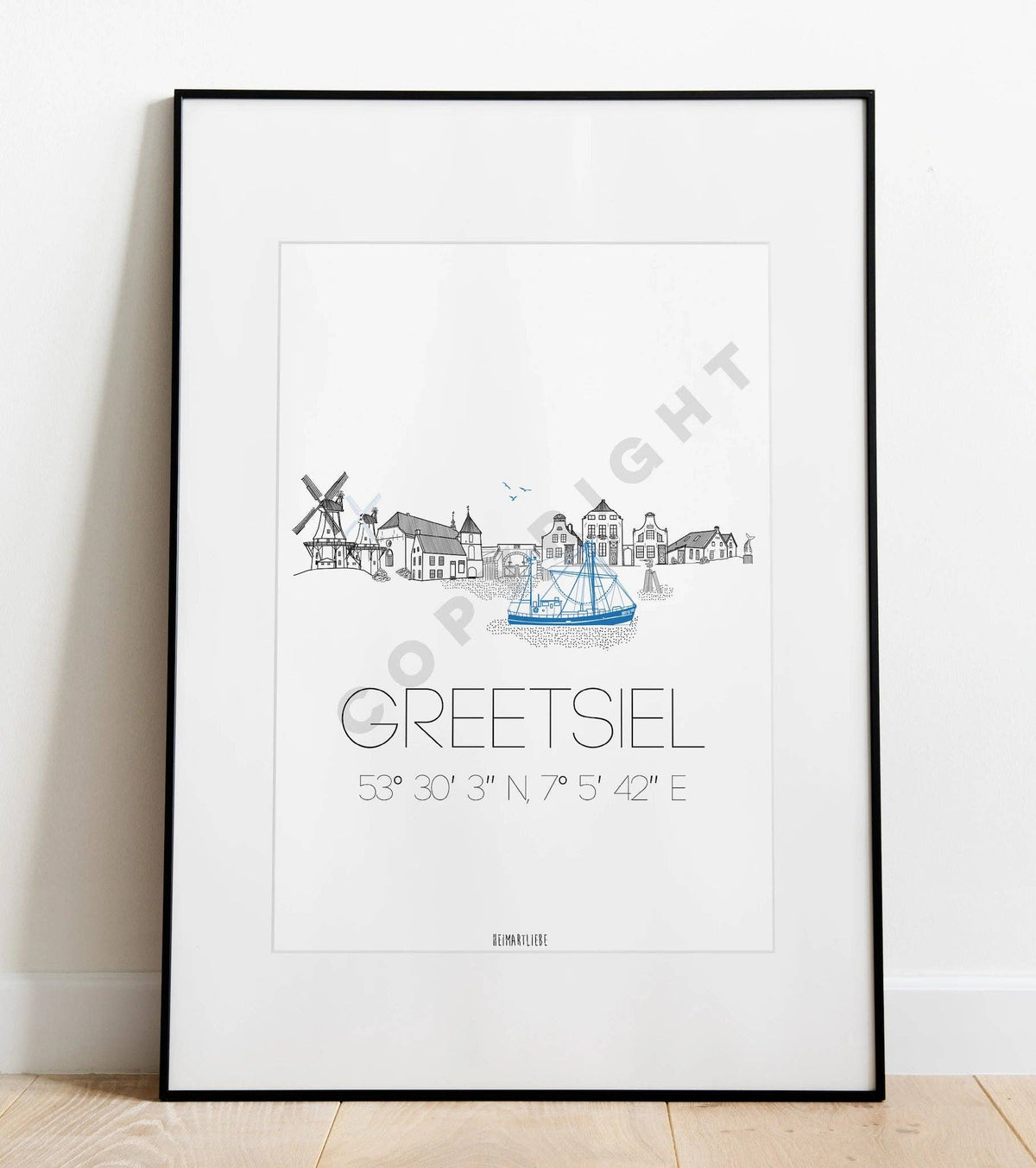 Kunstdruck ohne Passepartout Skyline Greetsiel A4 Heimartliebe2