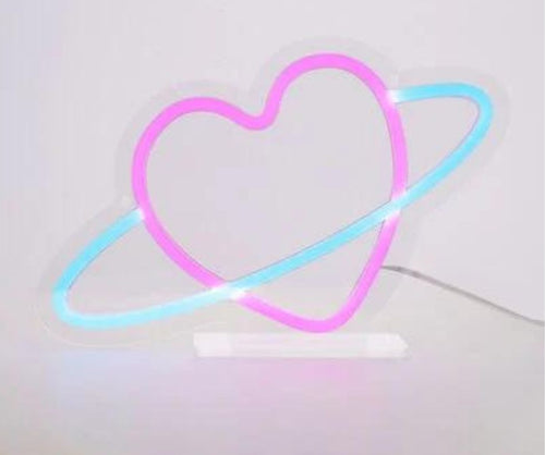 Legami Deko Leuchtschrift zum Aufhängen Neon Effekt Led Light Schild It's a Sign Planet Heart