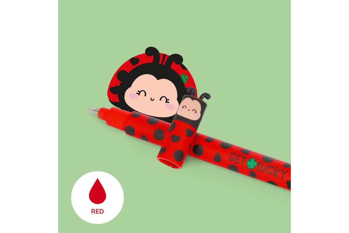 Legami Erasable Pen mit Marienkäfer-Motiv! Ladybug "Get Lucky" Löschbarer Gelstift3