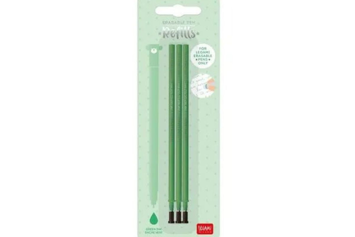Legami Ersatzminen 3er Set für löschbaren Gelstift Erasable Pen Grüne Tinte