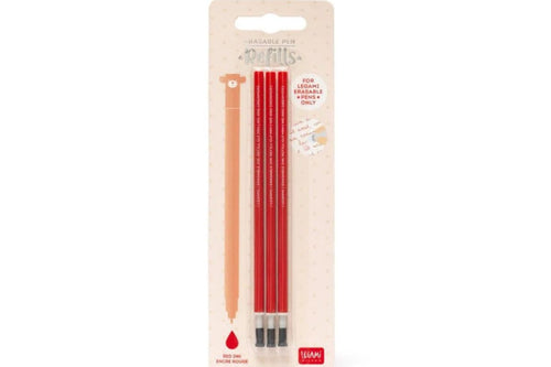 Legami Ersatzminen 3er Set für löschbaren Gelstift Erasable Pen Rote Tinte