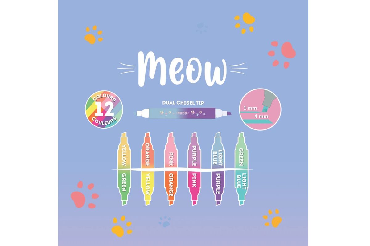 Legami Set 6 Doppelspitzen Textmarker Kitty Meow2