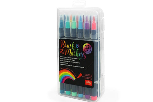 Legami Set mit 12 Filzstiften mit Pinselspitze Brush Markers Bright Colours