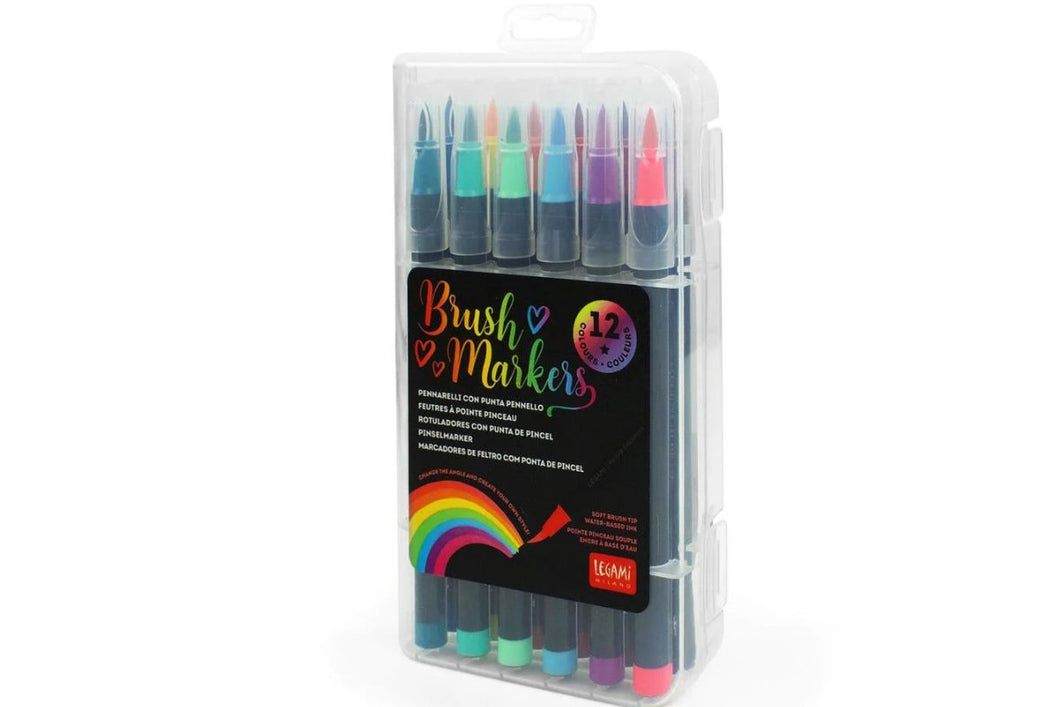 Legami Set mit 12 Filzstiften mit Pinselspitze Brush Markers Bright Colours
