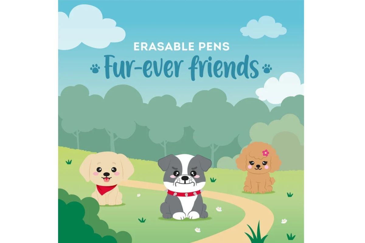 Legami Set mit 3 Löschbaren Gelstiften - Erasable Pen - Fur-ever Friends10