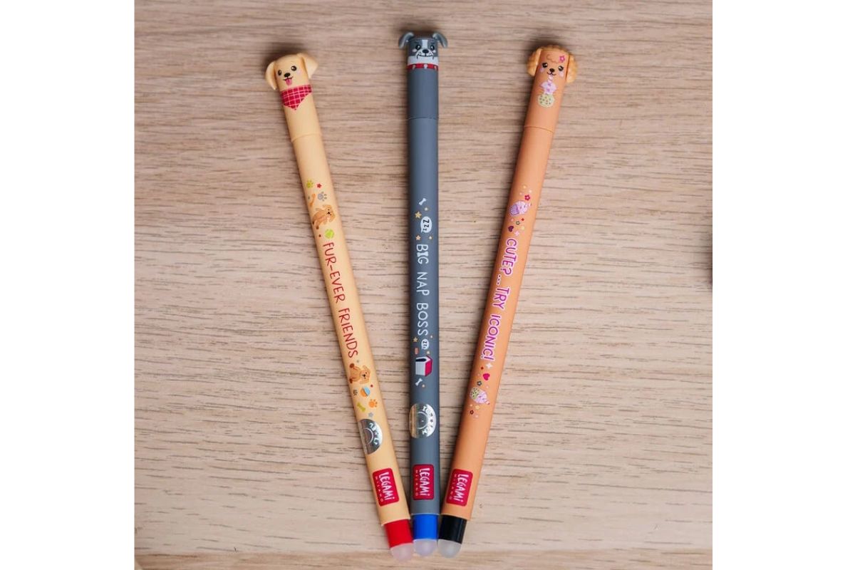 Legami Set mit 3 Löschbaren Gelstiften - Erasable Pen - Fur-ever Friends2