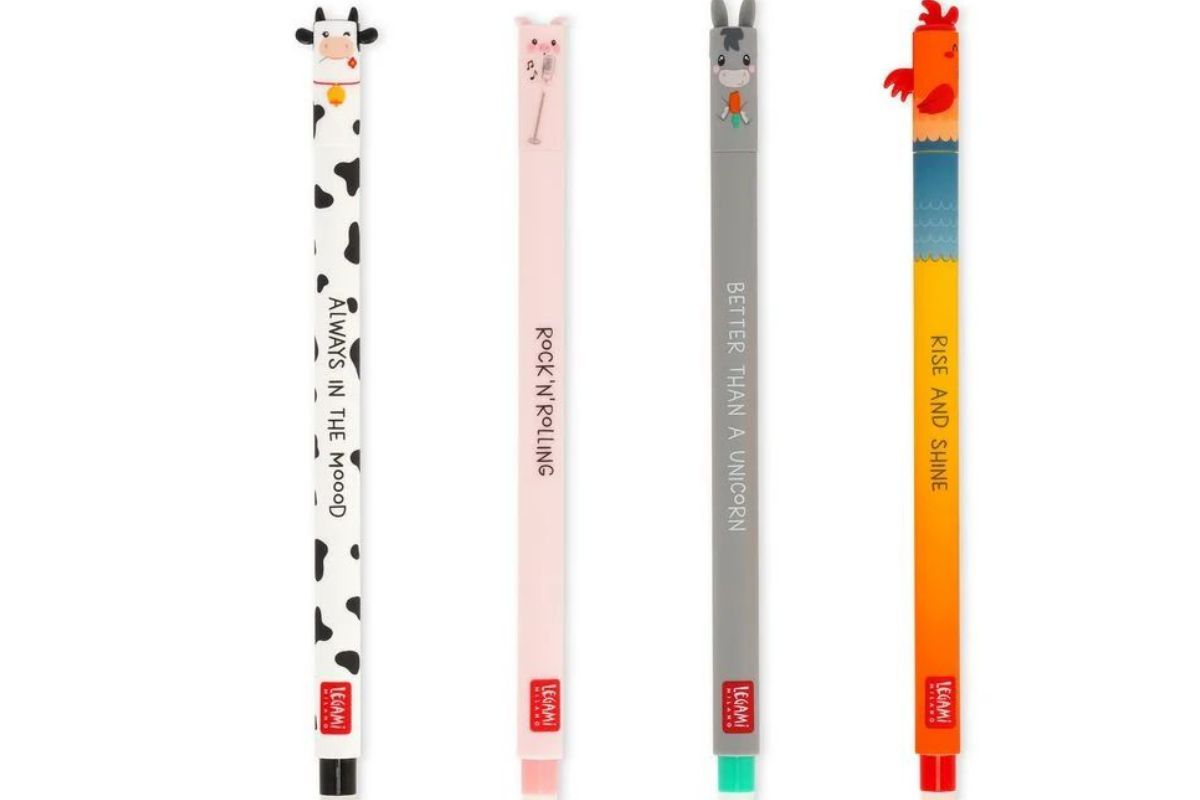 Legami Set mit 4 Löschbaren Gelstiften Erasable Pen Farm Sweet Farm Design2