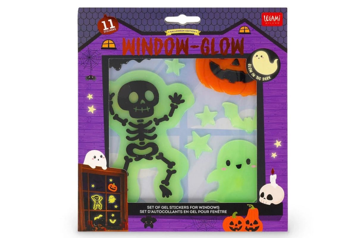 Legami Set mit Gel Fensteraufklebern Window Glow Halloween