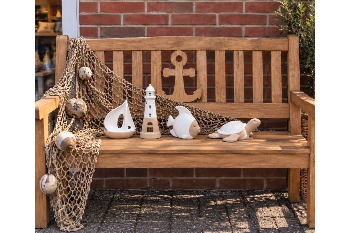 Leuchtturm Teelichthalter Küsten Deko Maritimer Stil Weiß / Beige3