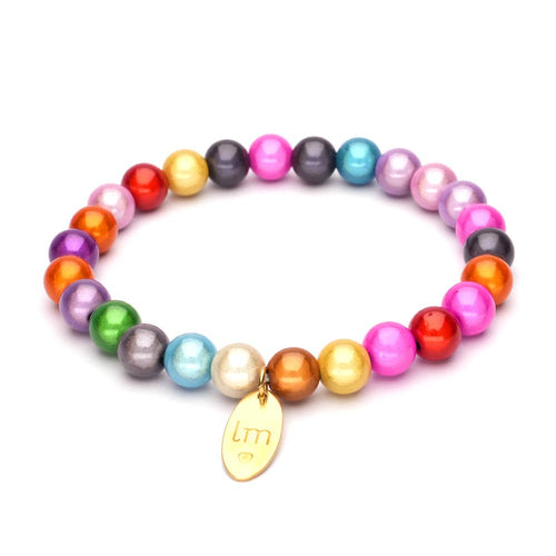 LizzyMae Damen Armband Galaxy Pearl Bunt 8mm Ø & Anhänger LM
