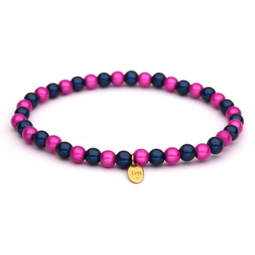 LizzyMae Damen Armband Galaxy Pearl Fuchsia Navy 5mm Ø Anhänger LM