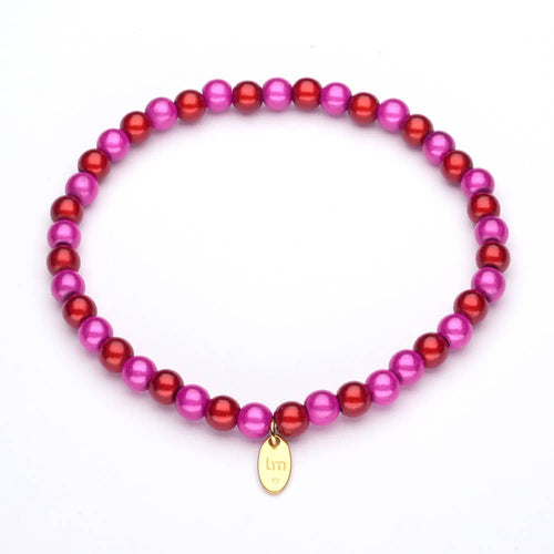 LizzyMae Damen Armband Galaxy Pearl Fuchsia Rot 5mm Ø & Anhänger LM