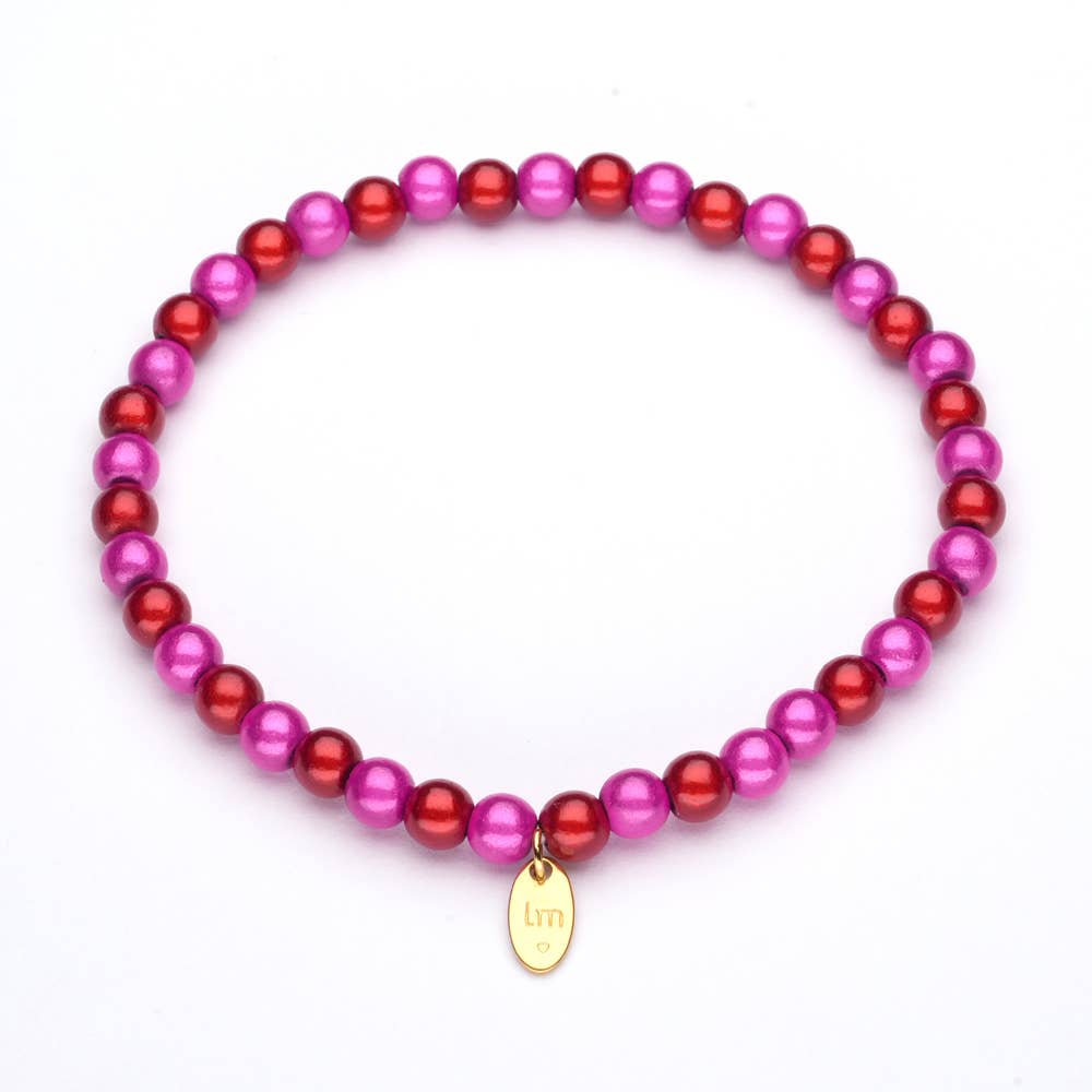 LizzyMae Damen Armband Galaxy Pearl Fuchsia Rot 5mm Ø & Anhänger LM