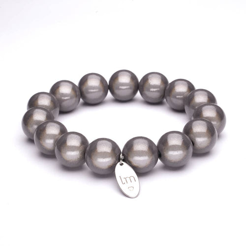 LizzyMae Damen Armband Galaxy Pearl Grau Lila 14mm Ø & Anhänger LM