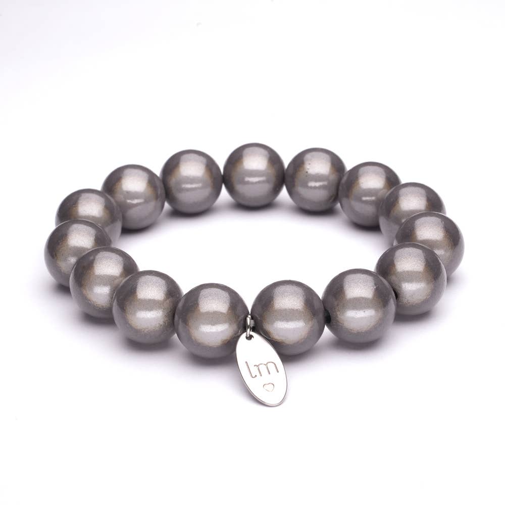 LizzyMae Damen Armband Galaxy Pearl Grau Lila 14mm Ø & Anhänger LM