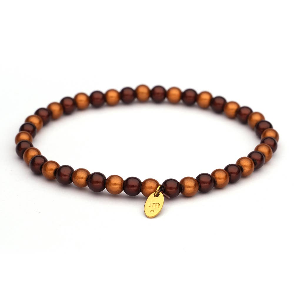 LizzyMae Damen Armband Galaxy Pearl Mandelbraun 5mm Ø &amp; Anhänger LM
