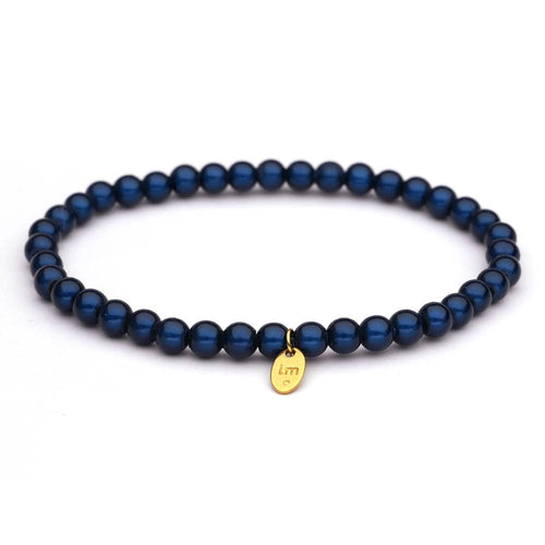 LizzyMae Damen Armband Galaxy Pearl Navy 5mm Ø & Anhänger LM