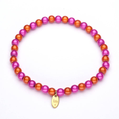 LizzyMae Damen Armband Galaxy Pearl Orange Fuchsia 5mm Ø & Anhänger LM