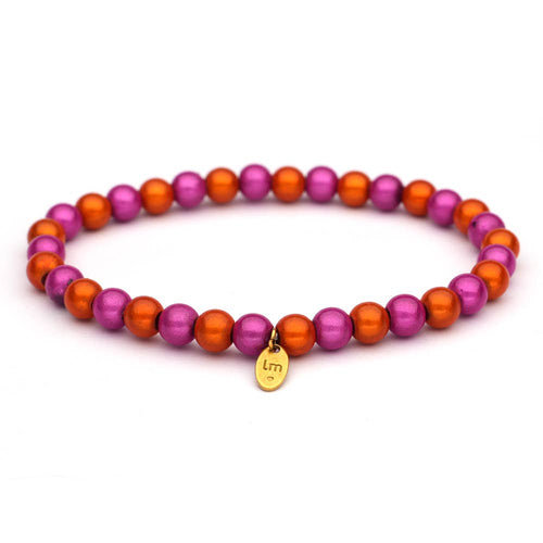 LizzyMae Damen Armband Galaxy Pearl Orange Fuchsia 6mm Ø Anhänger LM