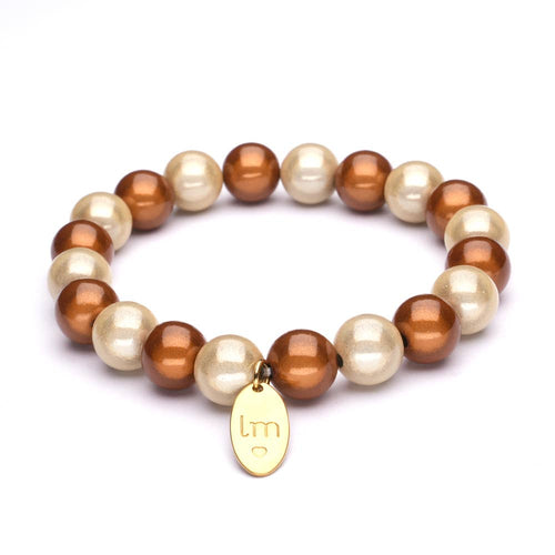 Lizzy Mae Damen Armband Beige Mix Galaxy Pearls 8mm Ø