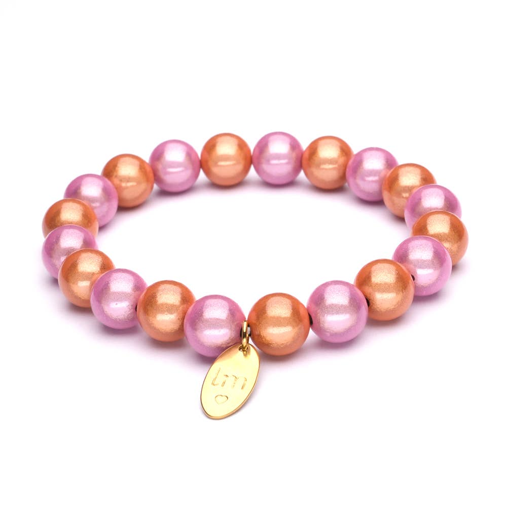 Lizzy Mae Damen Armband Rosa Lachs Galaxy Pearls 8mm Ø