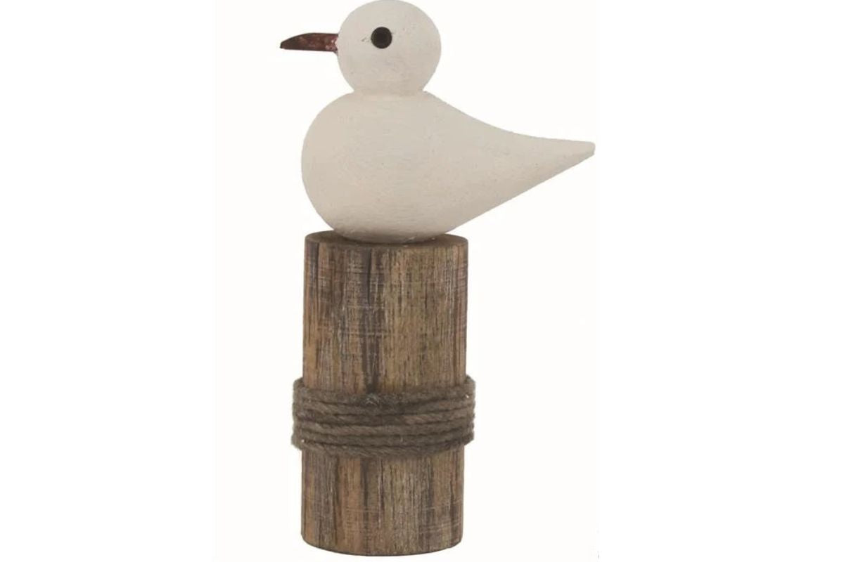 Möwe auf Pfosten Holz Küsten Deko Maritimer Stil
