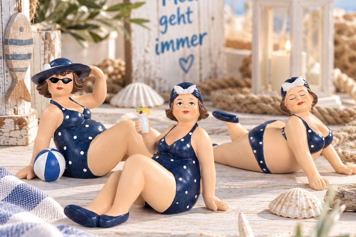 Maritime Badedamen im Retro-Look – 3 Dekofiguren im Set oder Einzeln