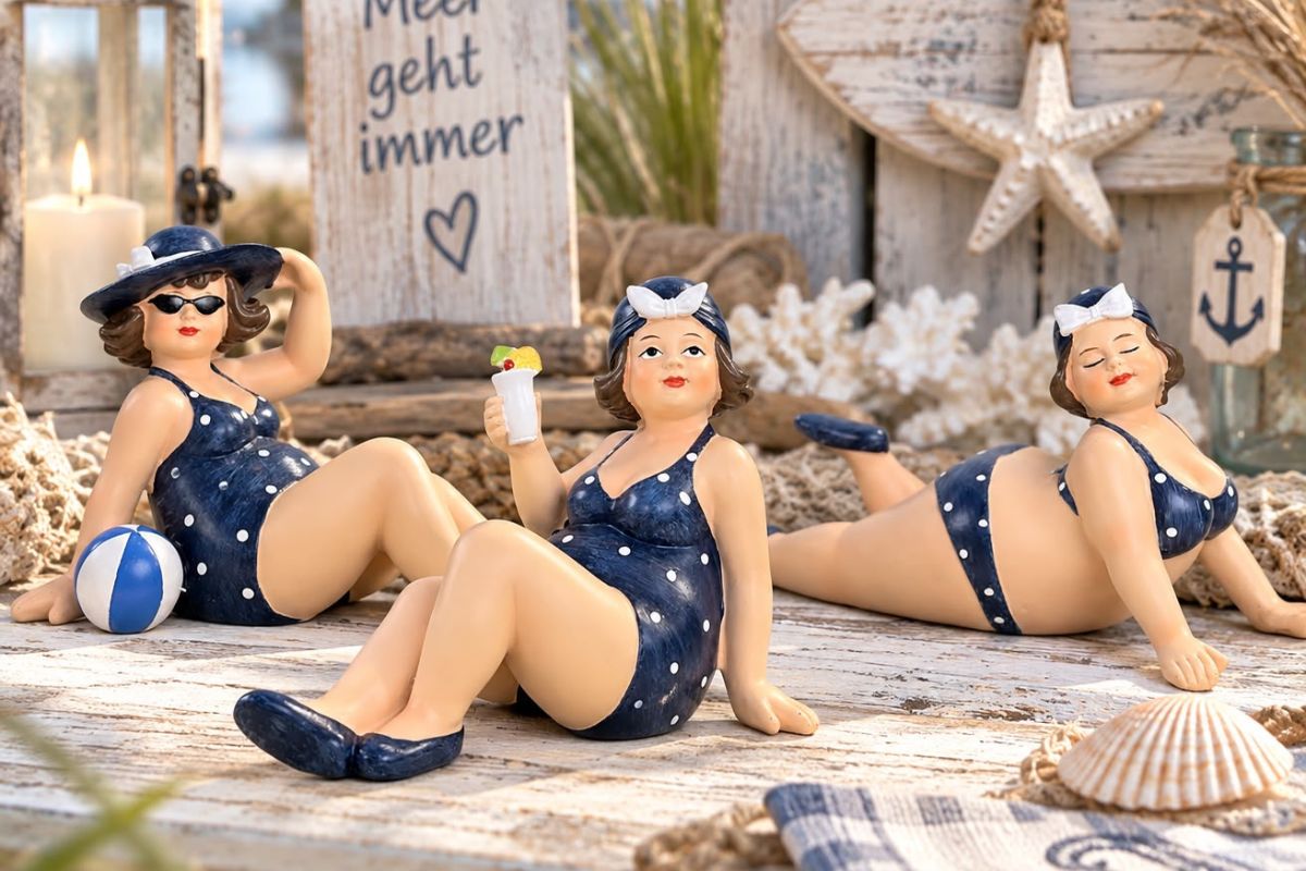 Maritime Badedamen im Retro-Look – 3 Dekofiguren im Set oder Einzeln2