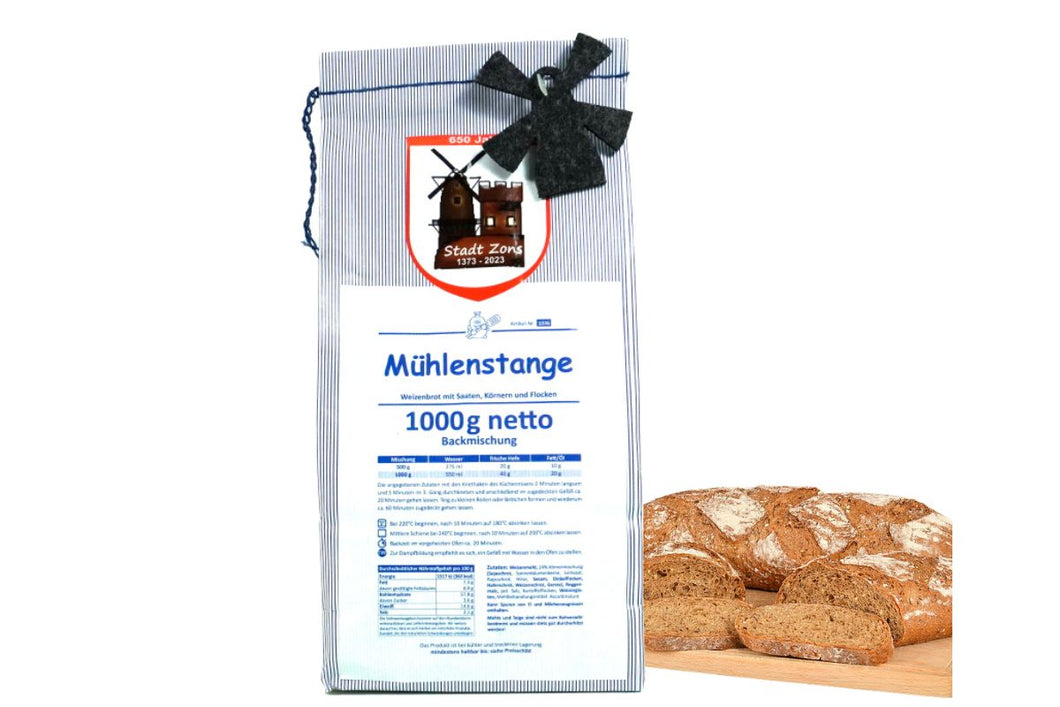 Mühlenstange Weizenbrot mit Saaten, Körnern und Flocken Backmischung 1000 g netto