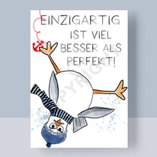 Load the picture into the gallery viewer, Postkarte "EINZIGARTIG IST VIEL BESSER ALS PERFEKT!" Grußkarte Heimartliebe
