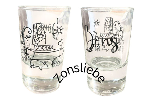 Schnapsglas Zons am Rhein Schweinebrunnen Sammlerstück Souvenir 2cl6