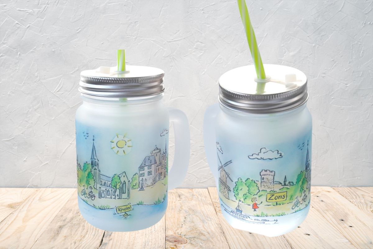 Schraubglas mit Strohhalm 450ml Zons am Rhein Souvenir Feste Zons14