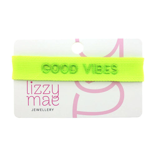 Statement-Armband GOOD VIBES Gelb Grün Boho Hippie Stil 