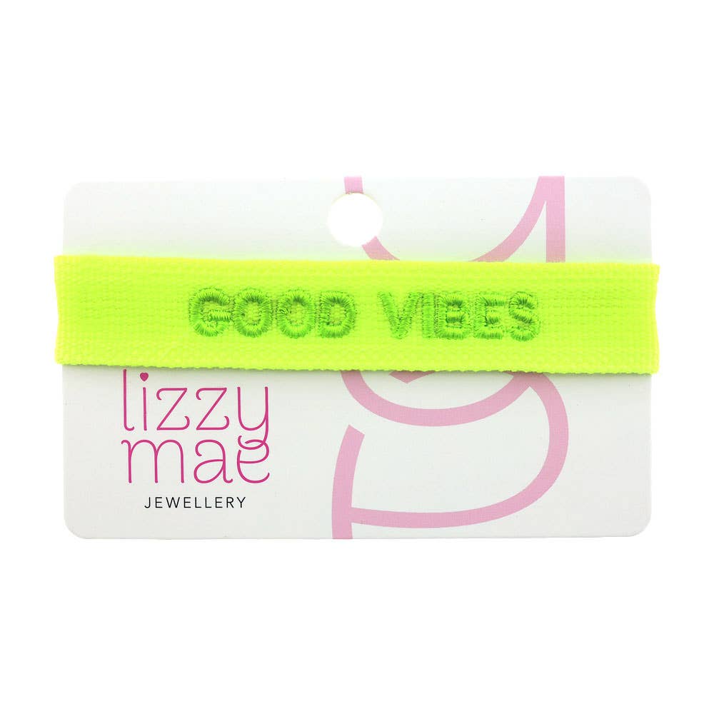 Statement-Armband GOOD VIBES Gelb Grün Boho Hippie Stil 