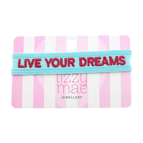 Statement-Armband Lebe deine Träume Blau Boho Hippie 