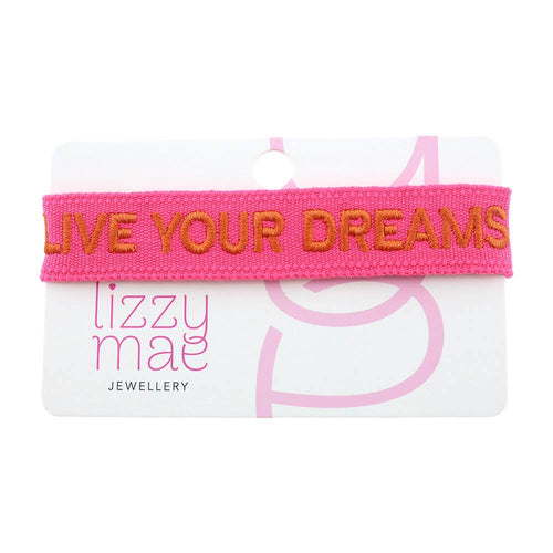 Statement-Armband Lebe deine Träume Pink Boho Hippie 