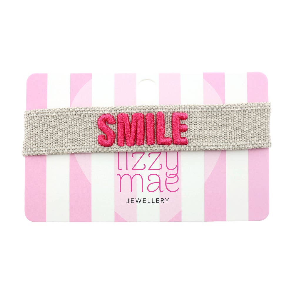 Statement-Armband SMILE Grau Boho Hippie Stil