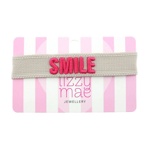 Statement-Armband SMILE Grau Boho Hippie Stil