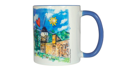 Kaffeebecher Kaffeetasse Zons am Rhein Tasse Souvenir Tasse Blau