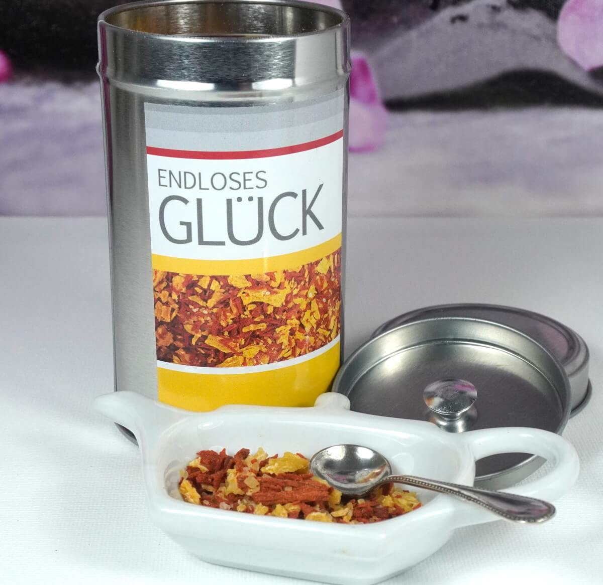 Endloses Glück von Kräuterküche Gewürzzubereitung Hand abgefüllt 125gr. Dose