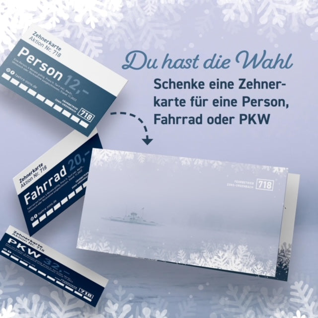 Geschenkkarte Fährbetrieb Zons- Urdenbach PKW-Fahrrad-Person Geschenk