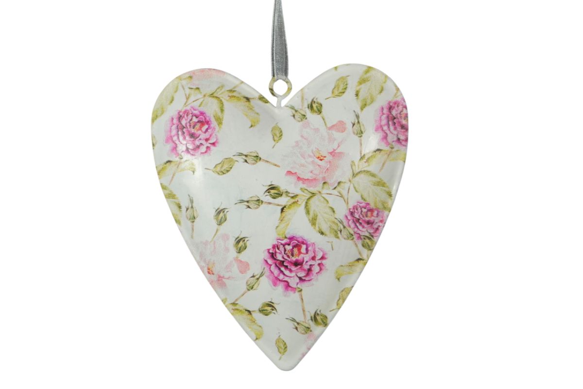 Deko Blumen Herz Aufhänger  Metall Herz Blech Herz zum Hängen 11cm