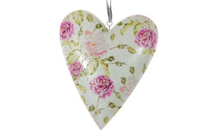 Lade das Bild in den Galerie-Viewer, Deko Blumen Herz Aufhänger Metall Herz Blech Herz zum Hängen 16,5cm
