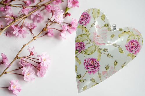 Deko Blumen Herz Aufhänger Metall Herz Blech Herz zum Hängen 16,5cm